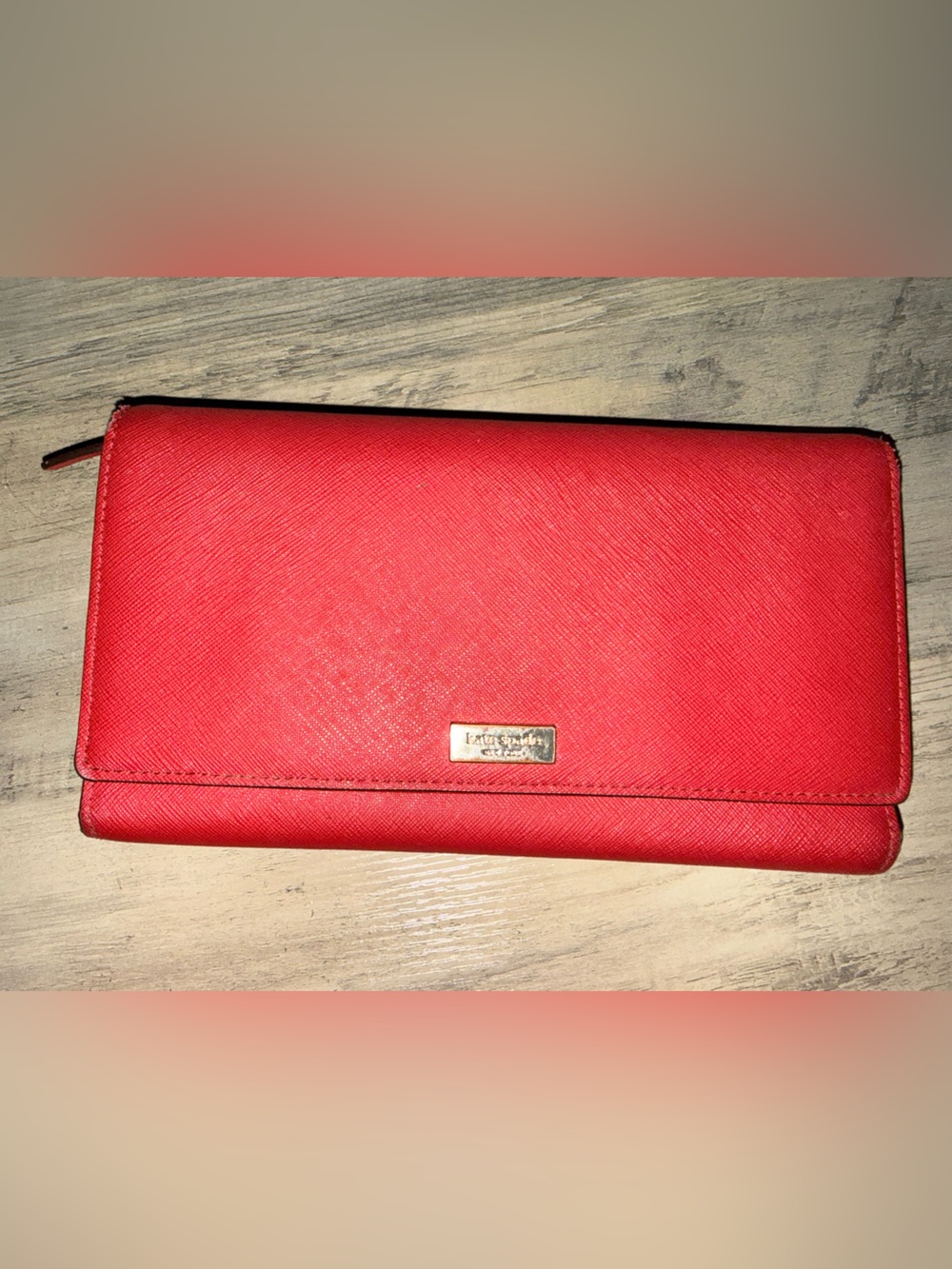 Kate Spade Phoenix Newbury Lane red wallet - snap close and zipper pockets